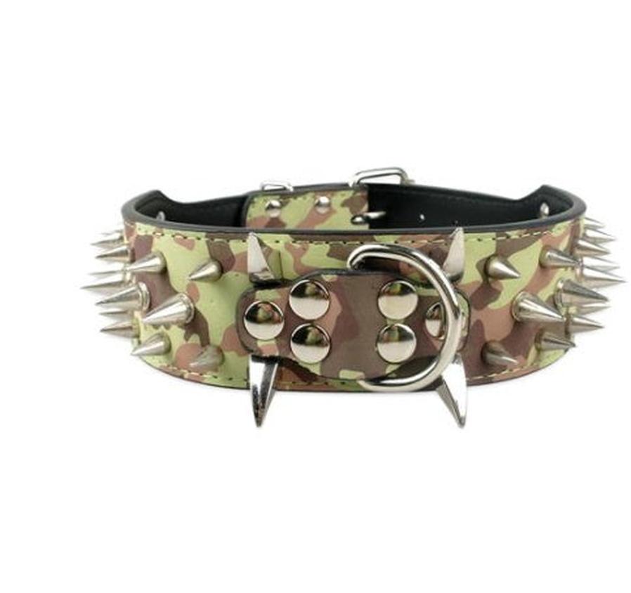 JMT-443850 Spiked Leather Dog Collar with Adjustable Fit for Large Breeds