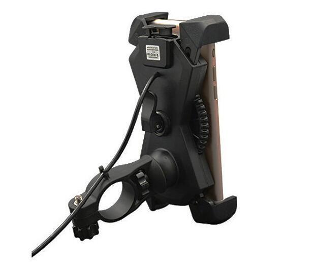 JMT-444042 Adjustable Motorcycle Phone Holder with USB Car Charger - IP65 Waterproof, Fits 20mm-33mm Handlebars