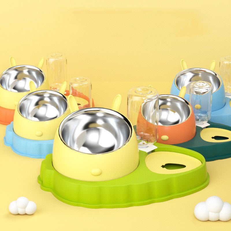 JMT-444362 Dog and Cat Double Bowl Stainless Steel Feeding Tool with Tilt Design and Antiskid Bottom