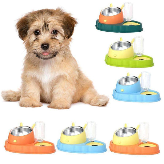 JMT-444362 Dog and Cat Double Bowl Stainless Steel Feeding Tool with Tilt Design and Antiskid Bottom