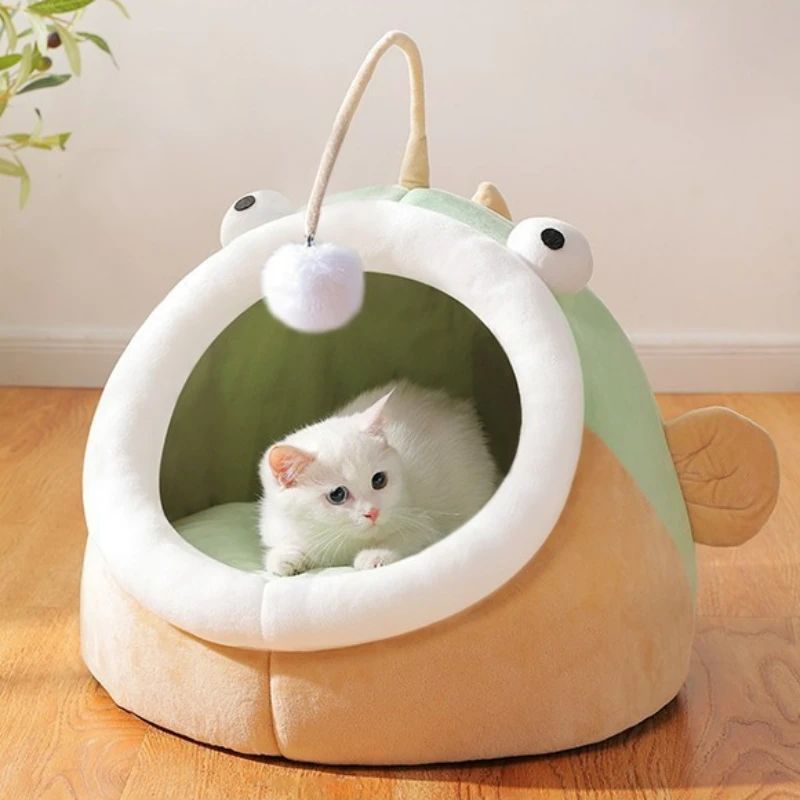 JMT-444490 Cozy Multifunctional Cat Nest with Deerskin Velvet for Small Dogs and Multiple Cats