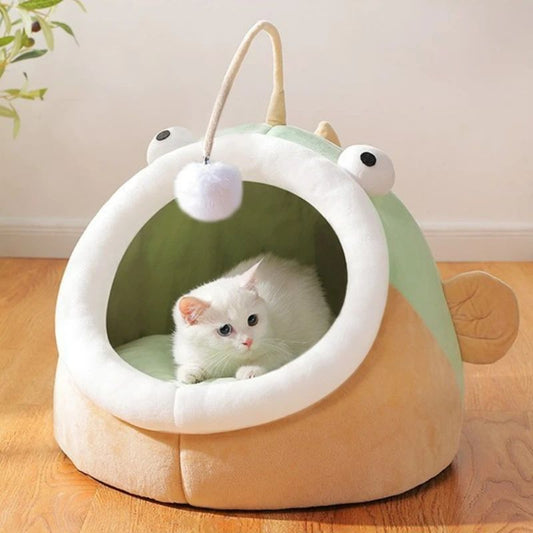 JMT-444490 Cozy Multifunctional Cat Nest with Deerskin Velvet for Small Dogs and Multiple Cats