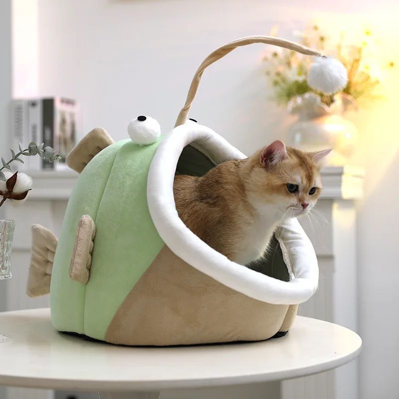 JMT-444490 Cozy Multifunctional Cat Nest with Deerskin Velvet for Small Dogs and Multiple Cats
