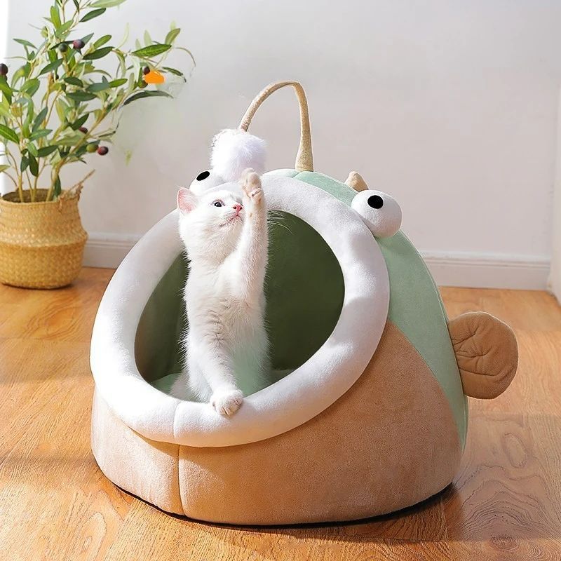 JMT-444490 Cozy Multifunctional Cat Nest with Deerskin Velvet for Small Dogs and Multiple Cats