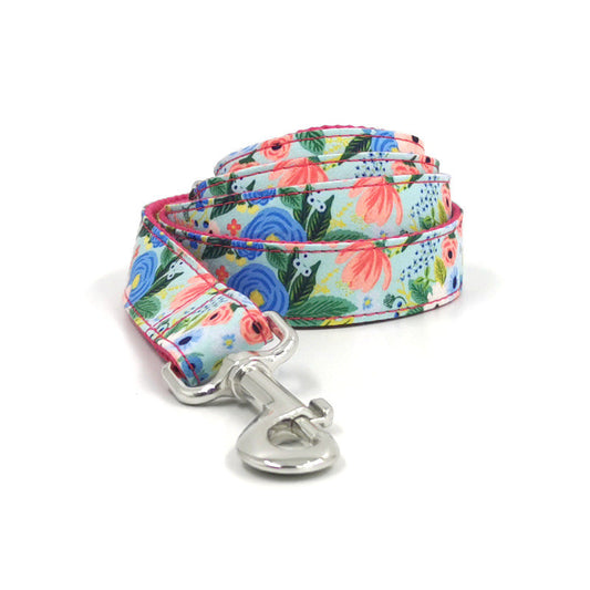 JMT-444682 Red Midsummer Garden Bow Tie Pet Collar with Leash - Polyester Material, Available in Multiple Sizes
