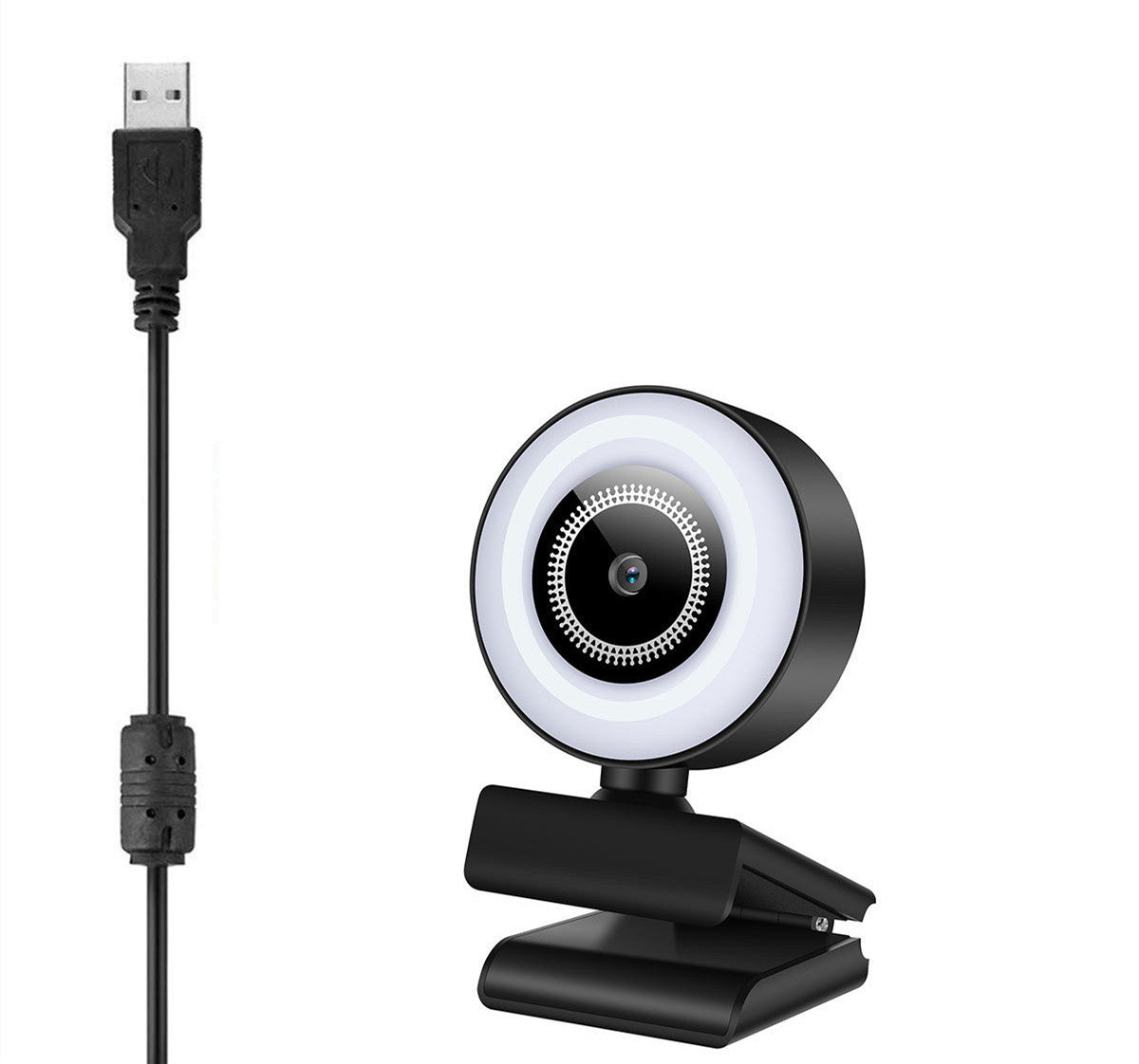JMT-444810 USB Camera with LED Supplementary Light for Online Classes and Live Webcasts, 1920x1080 Resolution, Built-in Microphone, 30FPS