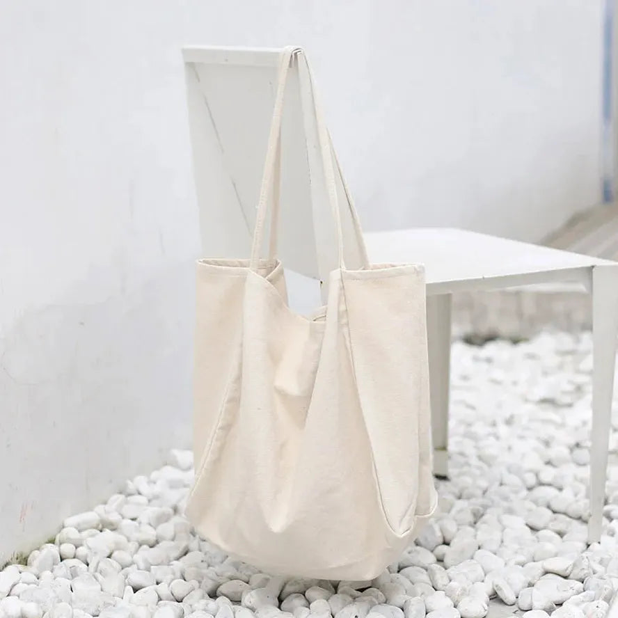 JMT-444874 Korean Style Large Canvas Shopping Bag - Simple Retro Shoulder Sling Bag