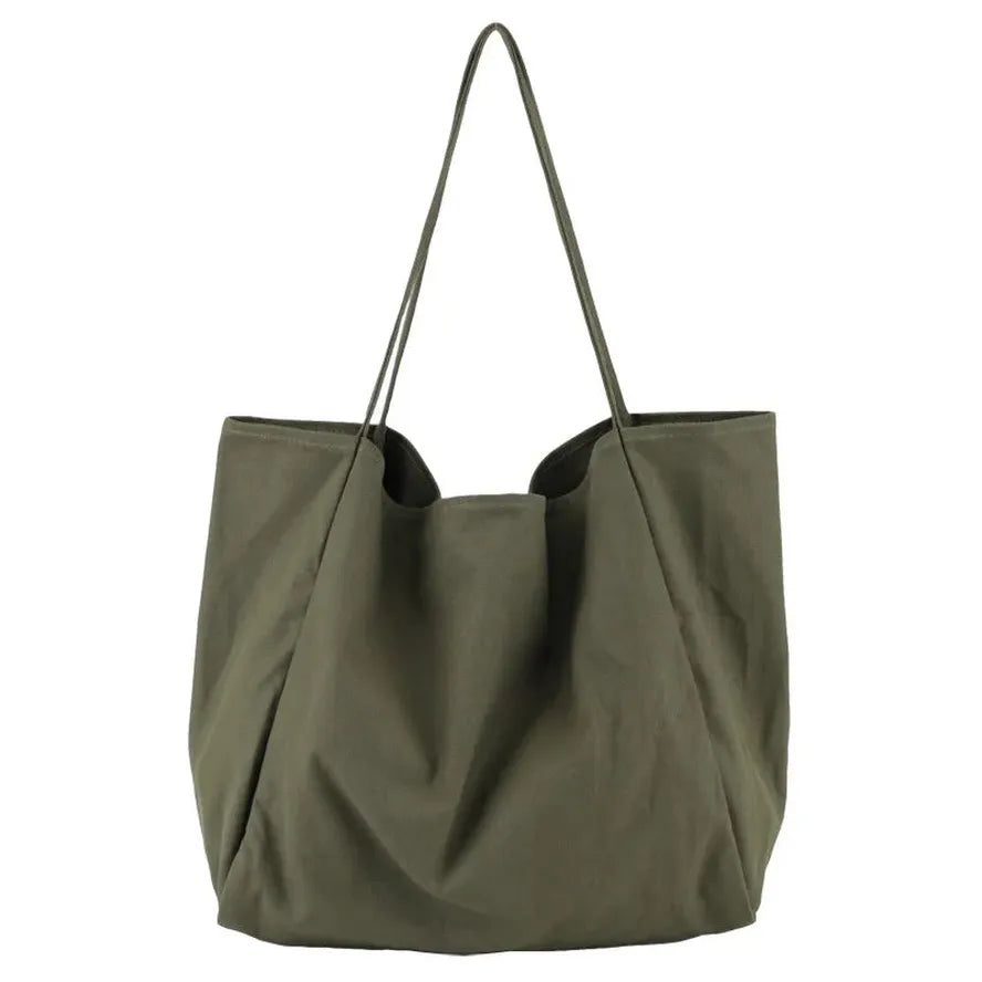 JMT-444874 Korean Style Large Canvas Shopping Bag - Simple Retro Shoulder Sling Bag