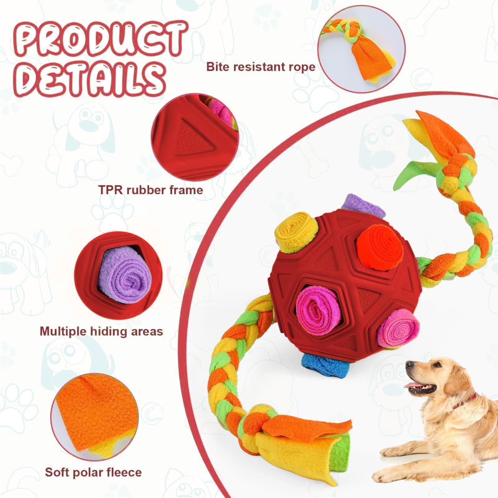 JMT-445322 Interactive Pet Sniffing Ball Puzzle - Durable IQ Training Toy for Dogs, 285g