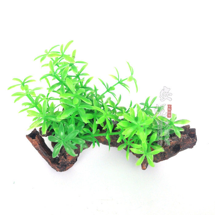 JMT-445514 Simulation Plant for Decorative Fish Tanks – Eco-Friendly Plastic Grass and Wood Design