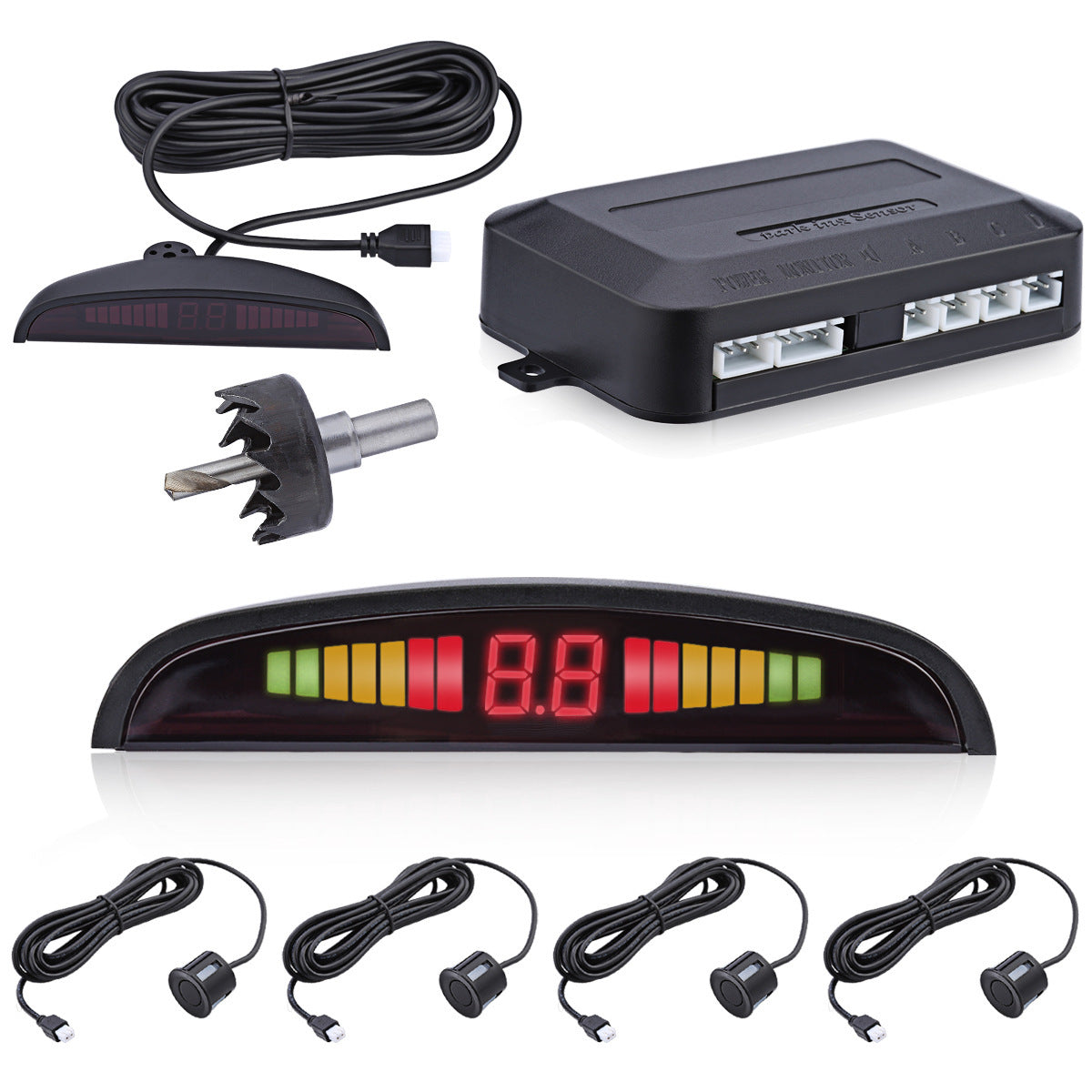 JMT-445514 Ultrasonic Obstacle Detection System with LED Distance Indicator and Alarm