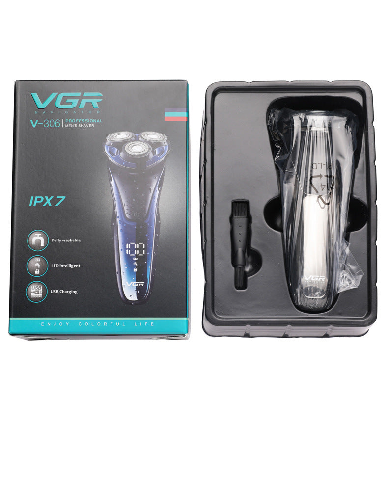 JMT-445578 Three-Head Electric Beard Trimmer with Dual Power Supply and Waterproof Design