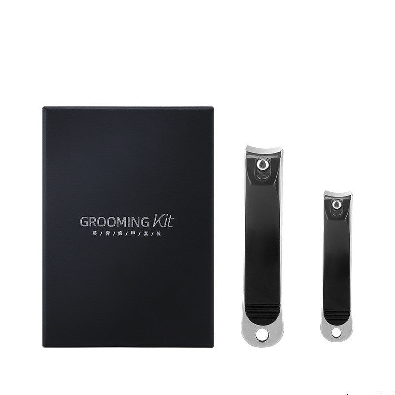 JMT-445642 Folding Portable Nail Clippers Set in Silver and Black - Stainless Steel, Available in Various Sizes