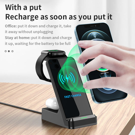 JMT-446026 Three-in-One Wireless Charger with Indication Function - Compatible with Multiple Devices