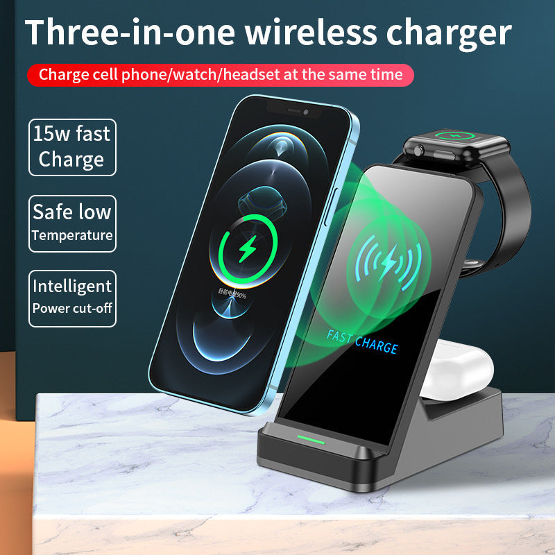 JMT-446026 Three-in-One Wireless Charger with Indication Function - Compatible with Multiple Devices