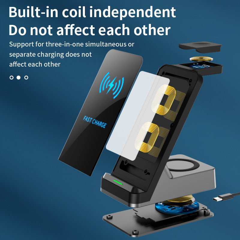 JMT-446026 Three-in-One Wireless Charger with Indication Function - Compatible with Multiple Devices