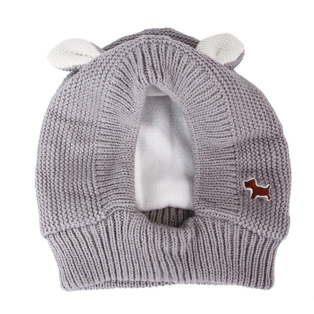 JMT-446154 Knitted Rabbit Ear Pet Hat for Small Pets - Soft Wool in Red, Gray, Beige