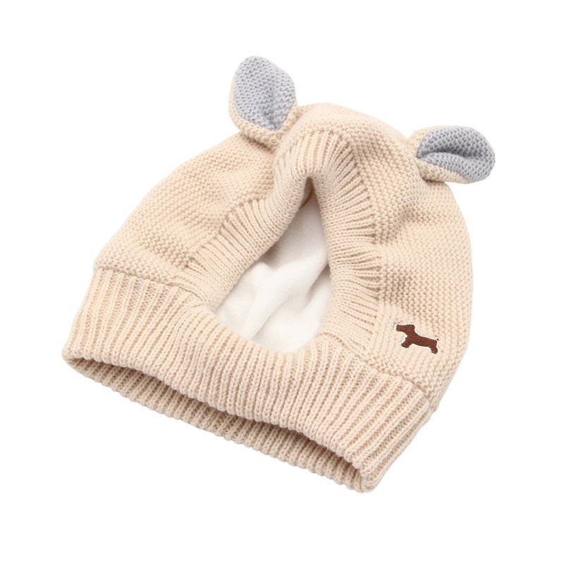 JMT-446154 Knitted Rabbit Ear Pet Hat for Small Pets - Soft Wool in Red, Gray, Beige