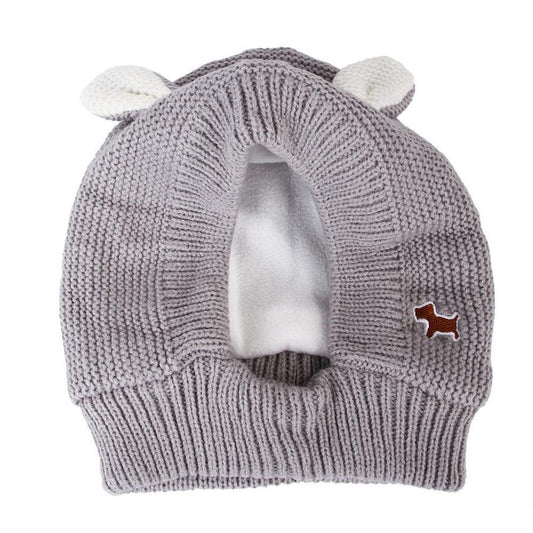 JMT-446154 Knitted Rabbit Ear Pet Hat for Small Pets - Soft Wool in Red, Gray, Beige