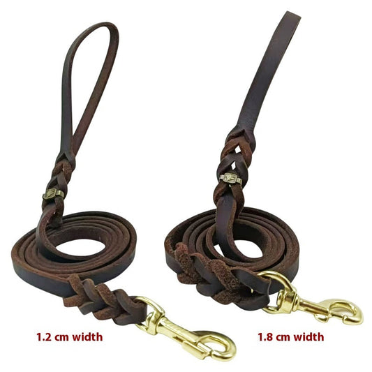JMT-446346 Handcrafted Cowhide Dog Leash for Medium and Large Dogs - Durable & Stylish Design