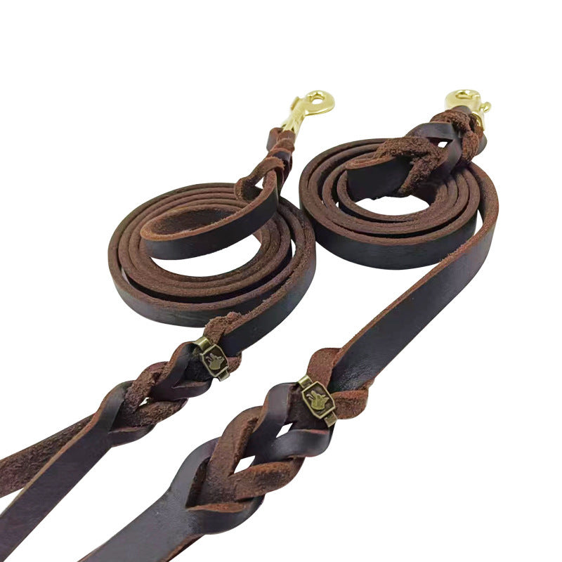 JMT-446346 Handcrafted Cowhide Dog Leash for Medium and Large Dogs - Durable & Stylish Design