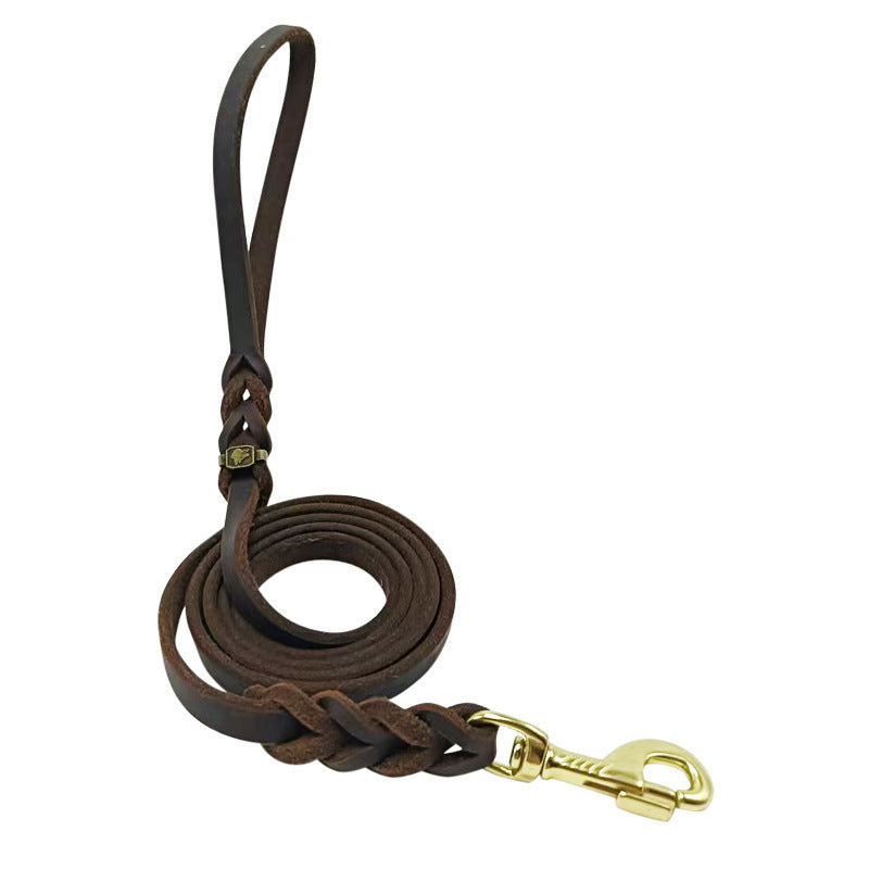 JMT-446346 Handcrafted Cowhide Dog Leash for Medium and Large Dogs - Durable & Stylish Design