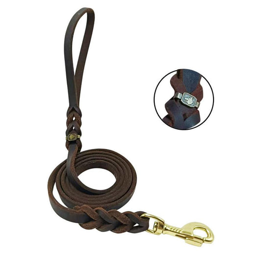 JMT-446346 Handcrafted Cowhide Dog Leash for Medium and Large Dogs - Durable & Stylish Design