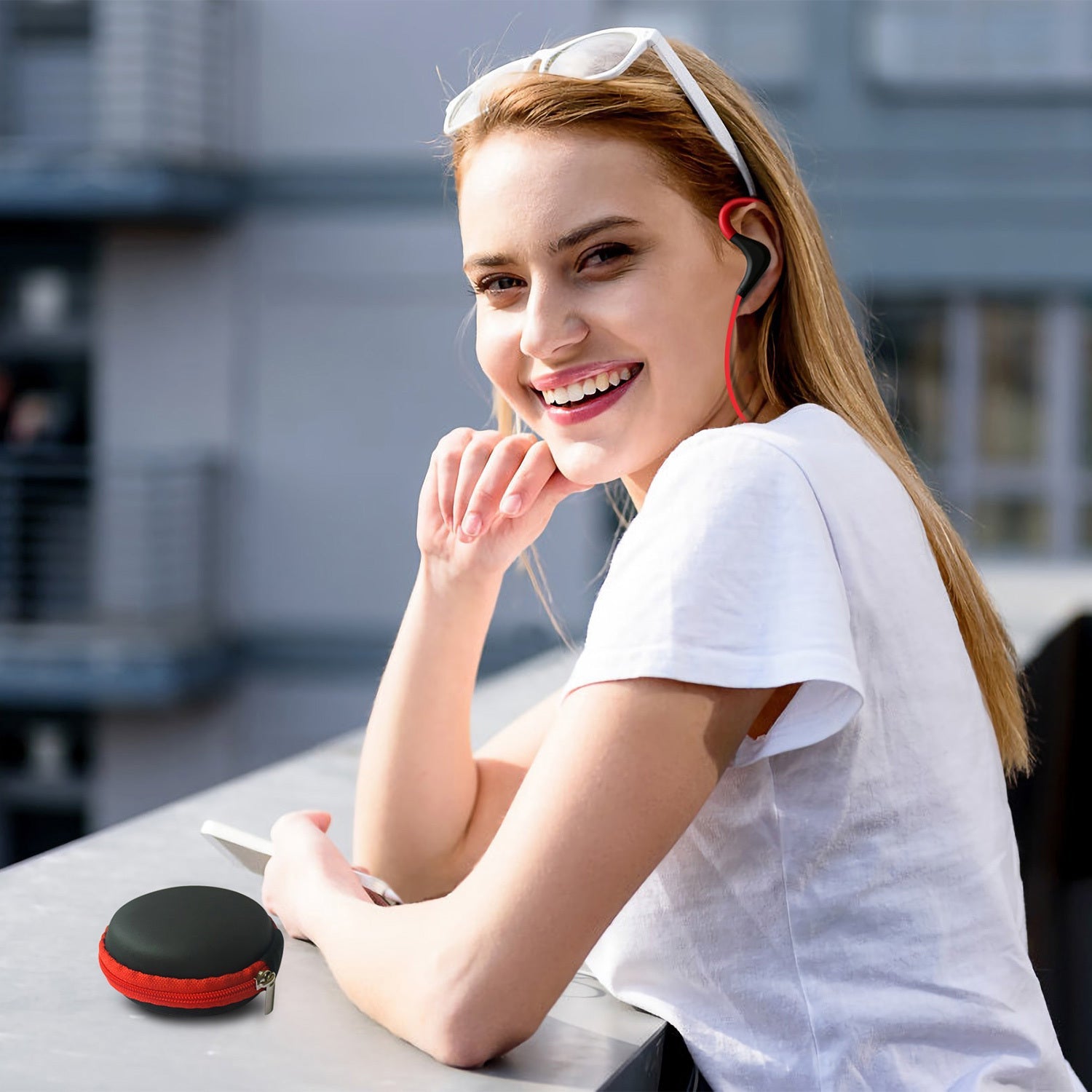 JMT-446474 Wireless Sport Earphones with Noise Cancellation, Sweatproof Design, and In-line Mic for Hands-Free Use