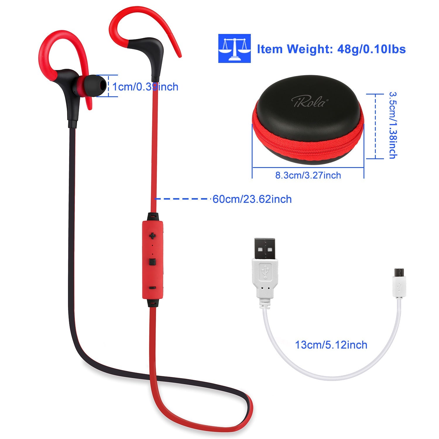 JMT-446474 Wireless Sport Earphones with Noise Cancellation, Sweatproof Design, and In-line Mic for Hands-Free Use