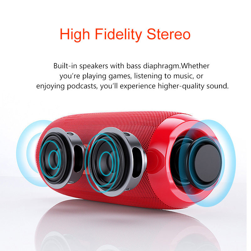 JMT-446666 Multifunctional IPX5 Portable Bluetooth Speaker with FM Radio, 360° Stereo Sound, and Long Battery Life