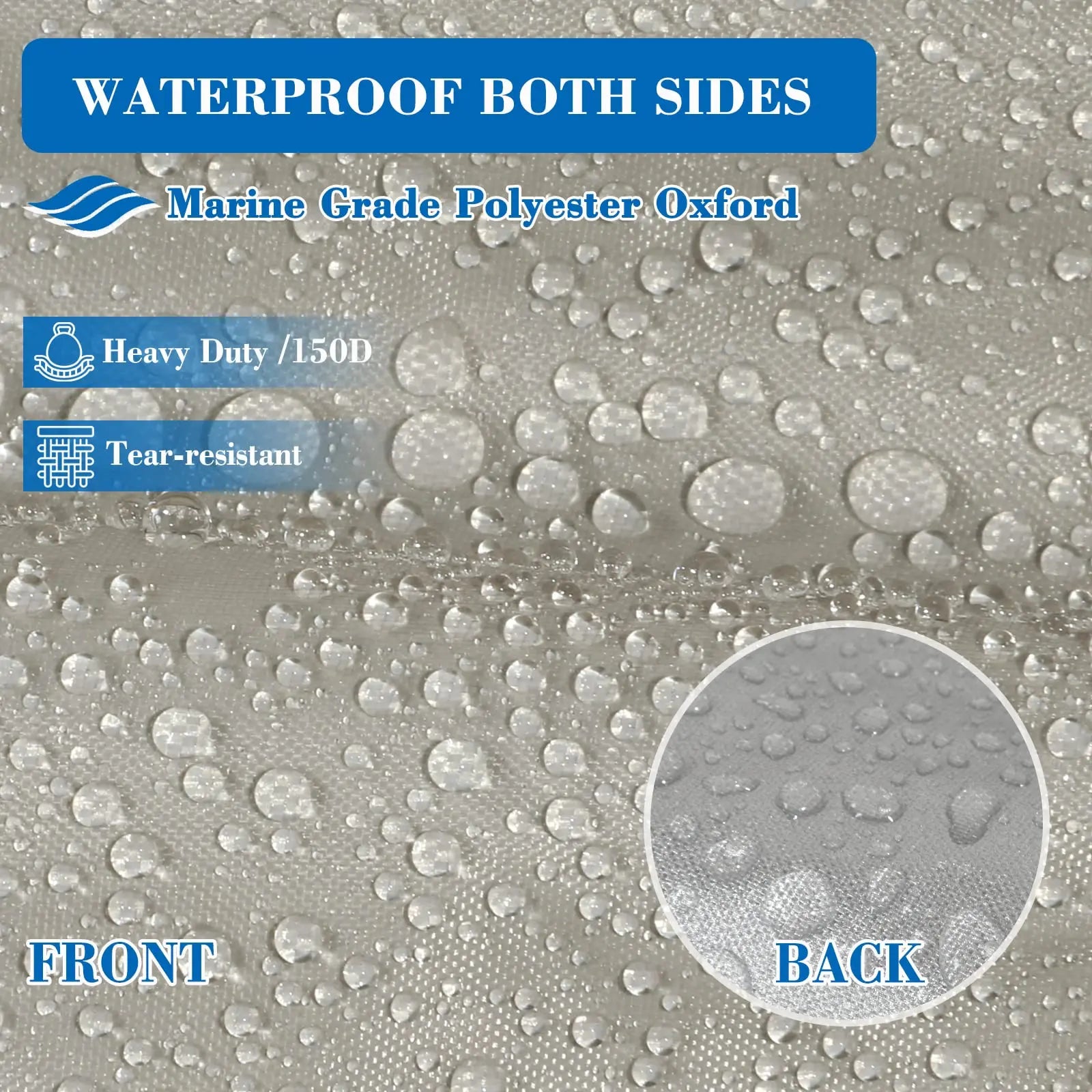 JMT-447114 Heavy Duty Waterproof Oxford Cloth Boat Cover for 17-19ft Long Boats, All-Weather Protection