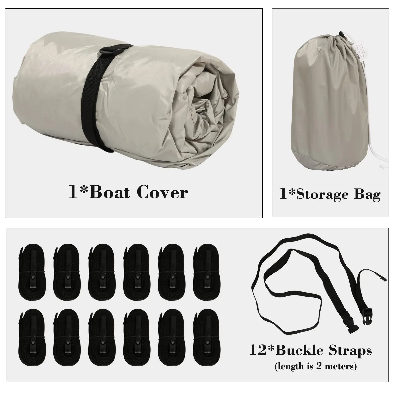 JMT-447114 Heavy Duty Waterproof Oxford Cloth Boat Cover for 17-19ft Long Boats, All-Weather Protection