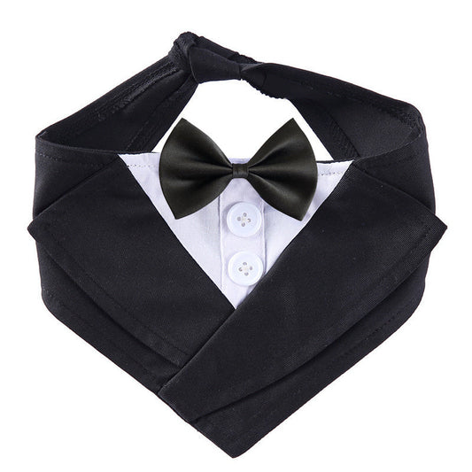 JMT-447306 Elegant Dog Bow Tie Bib - Adjustable Polyester Towel for Stylish Pets