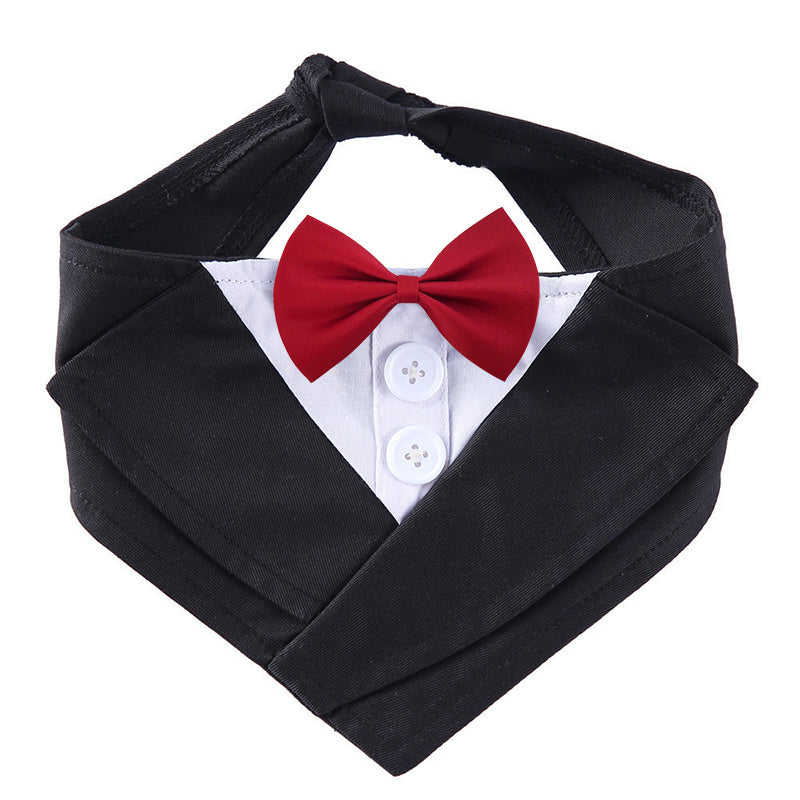 JMT-447306 Elegant Dog Bow Tie Bib - Adjustable Polyester Towel for Stylish Pets