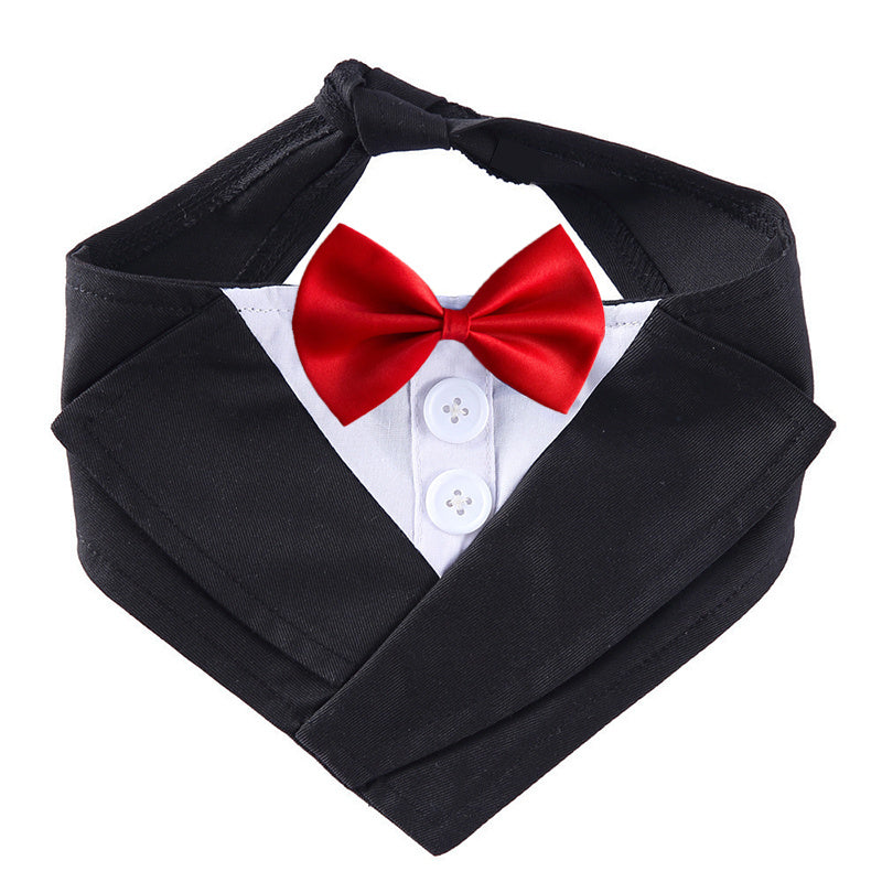 JMT-447306 Elegant Dog Bow Tie Bib - Adjustable Polyester Towel for Stylish Pets