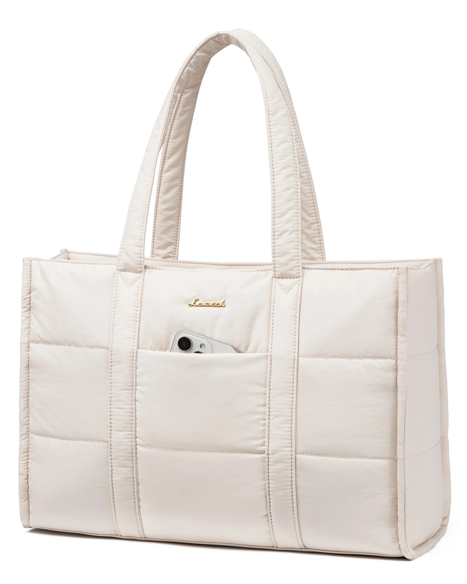 JMT-447306 Quilted Puffer Laptop Tote Bag for 15.6-17.3 Inch Devices - Lightweight Travel Shoulder Bag for Work and Casual Use