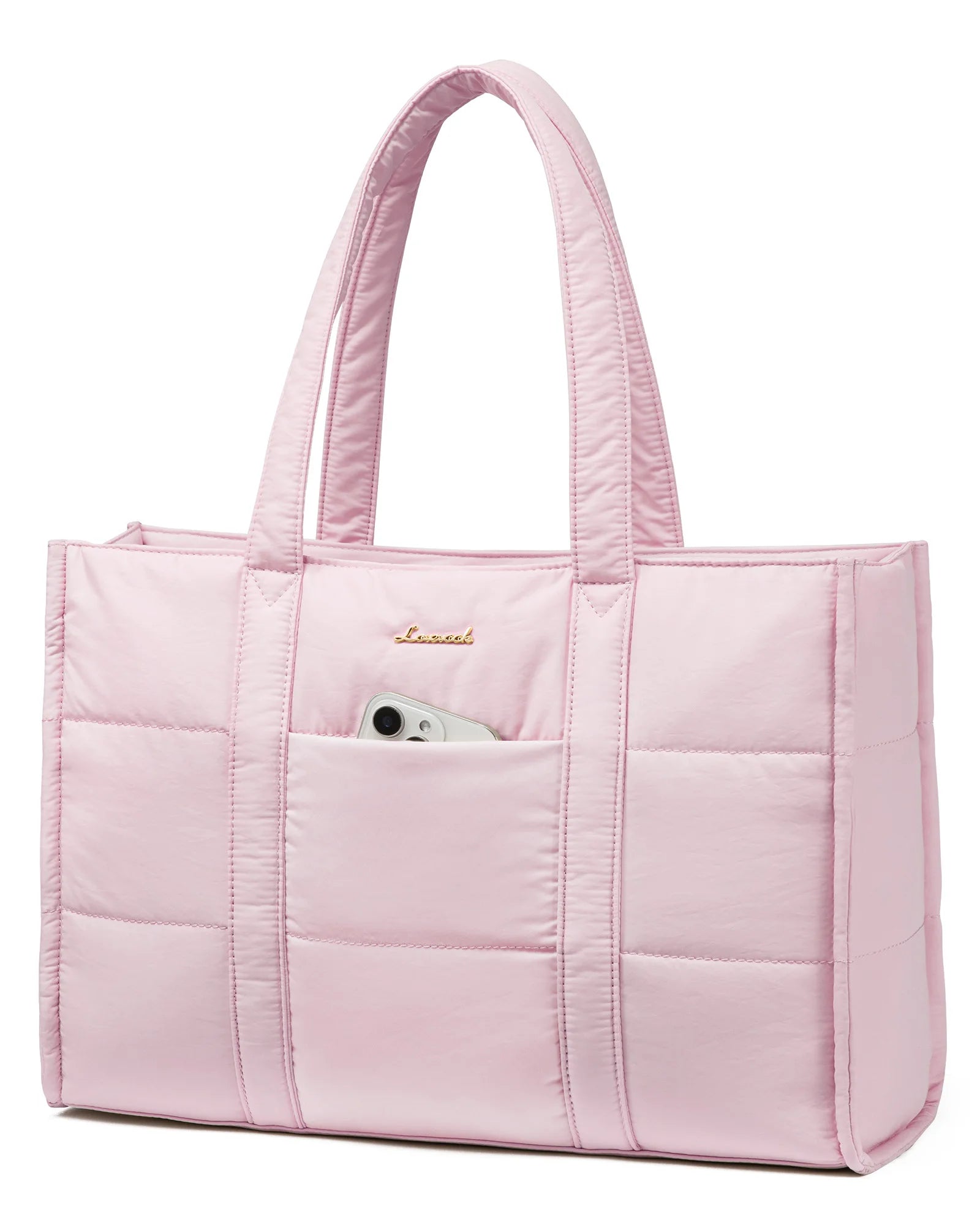 JMT-447306 Quilted Puffer Laptop Tote Bag for 15.6-17.3 Inch Devices - Lightweight Travel Shoulder Bag for Work and Casual Use