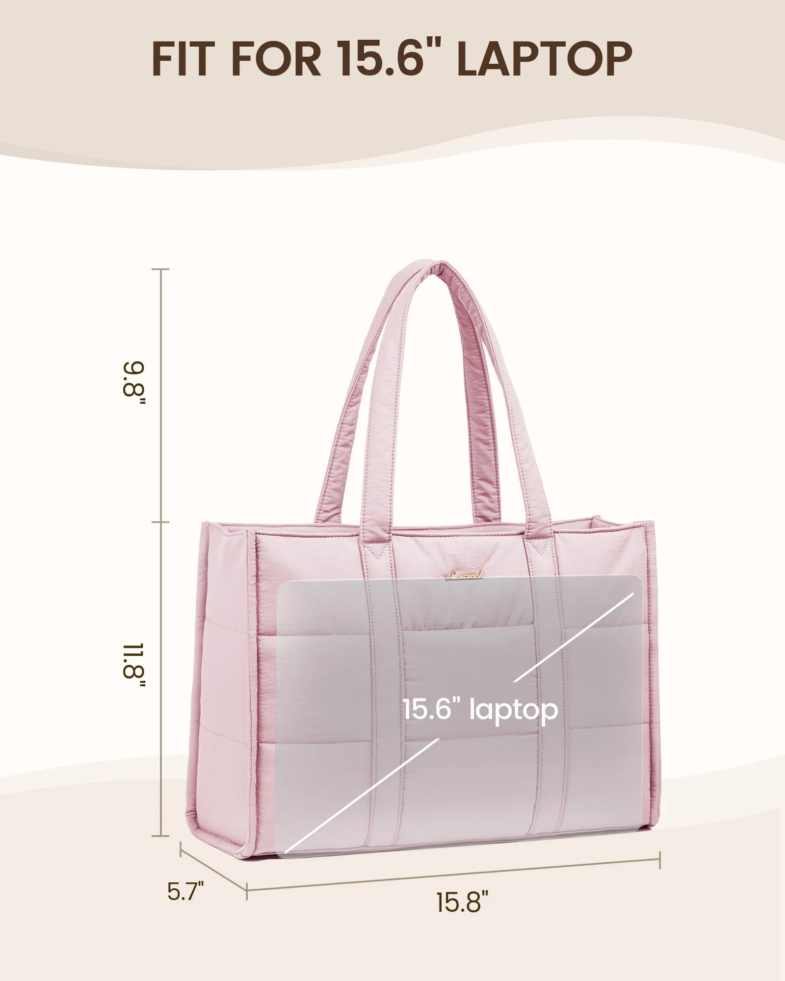 JMT-447306 Quilted Puffer Laptop Tote Bag for 15.6-17.3 Inch Devices - Lightweight Travel Shoulder Bag for Work and Casual Use