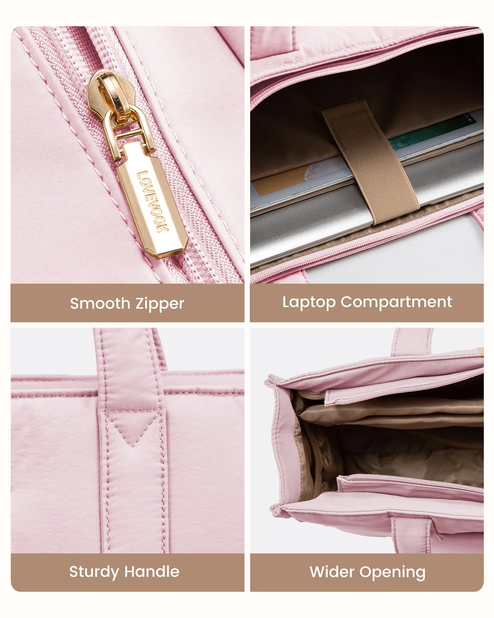 JMT-447306 Quilted Puffer Laptop Tote Bag for 15.6-17.3 Inch Devices - Lightweight Travel Shoulder Bag for Work and Casual Use