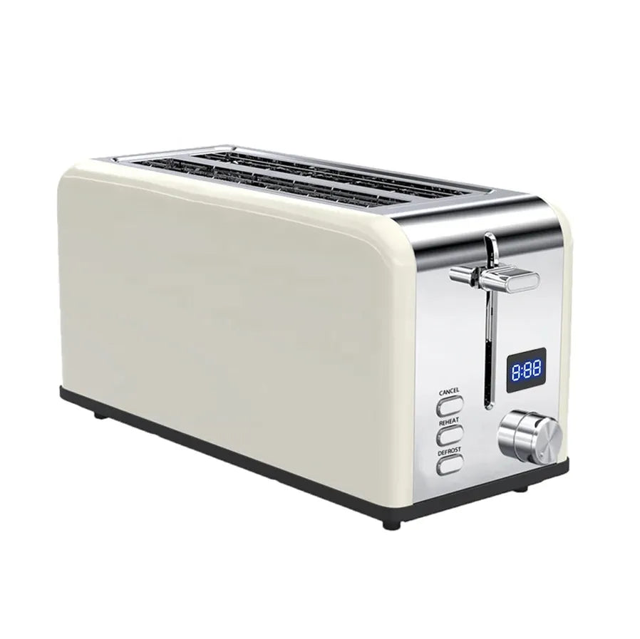 JMT-447434 Custom Retro Stainless Steel 4-Slice Electric Pop-up Toaster with Grill