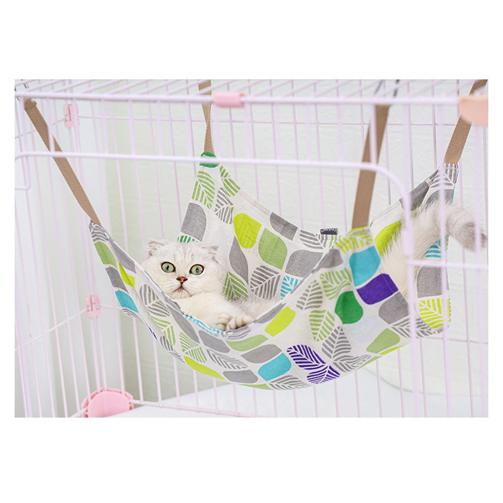 JMT-447498 Multicolor Cotton Linen Cat Hammock Bed with Durable Hanging Hook - 47x47cm