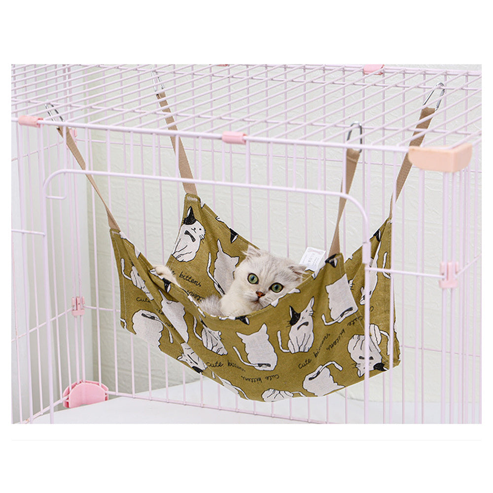 JMT-447498 Multicolor Cotton Linen Cat Hammock Bed with Durable Hanging Hook - 47x47cm