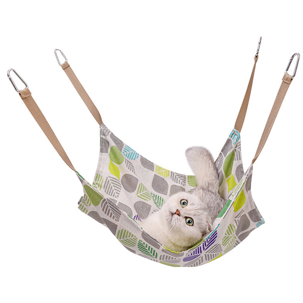 JMT-447498 Multicolor Cotton Linen Cat Hammock Bed with Durable Hanging Hook - 47x47cm