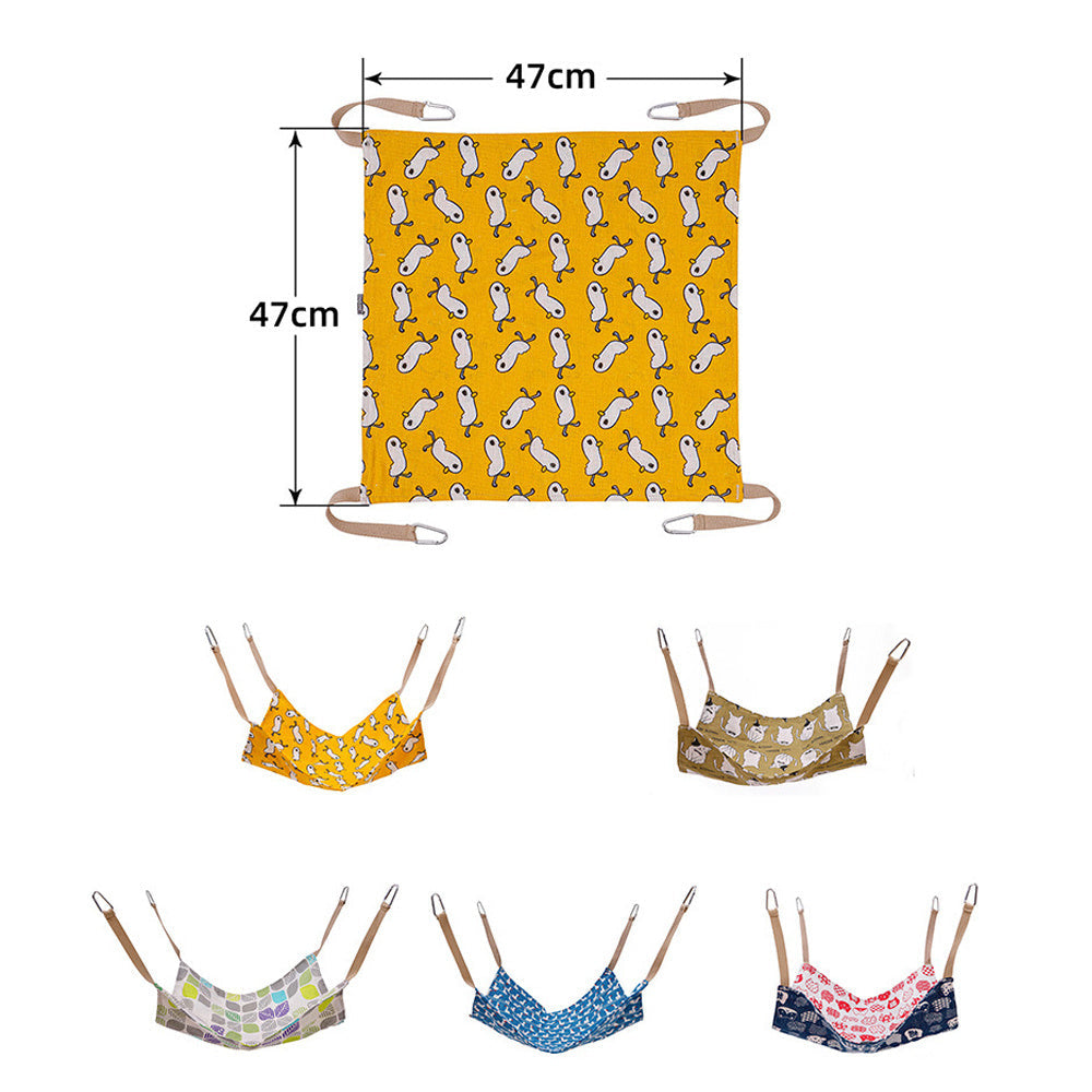JMT-447498 Multicolor Cotton Linen Cat Hammock Bed with Durable Hanging Hook - 47x47cm
