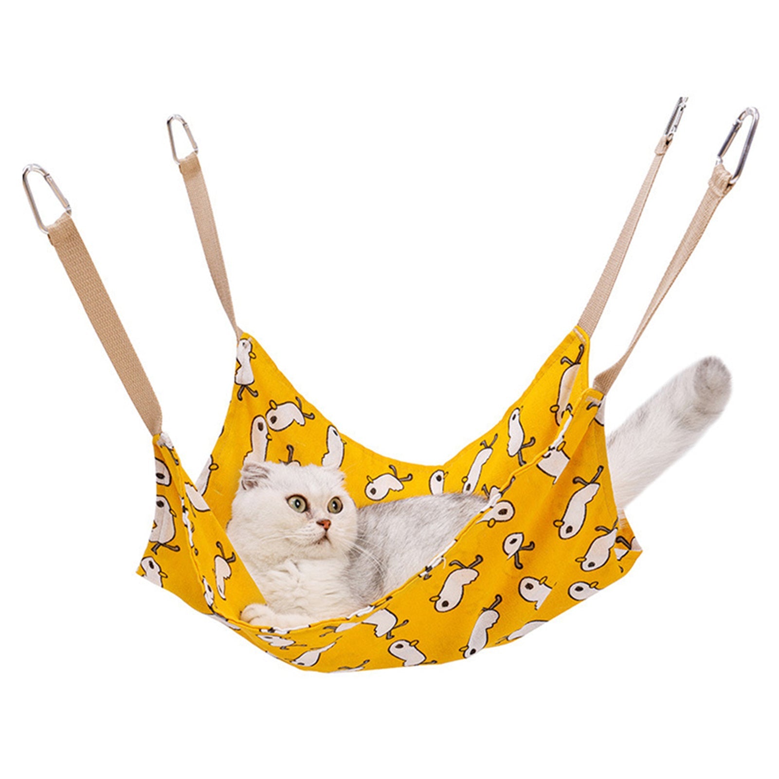 JMT-447498 Multicolor Cotton Linen Cat Hammock Bed with Durable Hanging Hook - 47x47cm