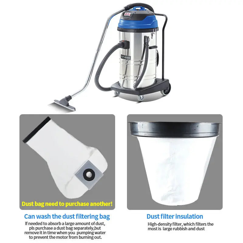 JMT-447946 70L Wet Dry Vacuum Cleaner for Home, Outdoor, RV, and Garage Use - CE ISO Certified