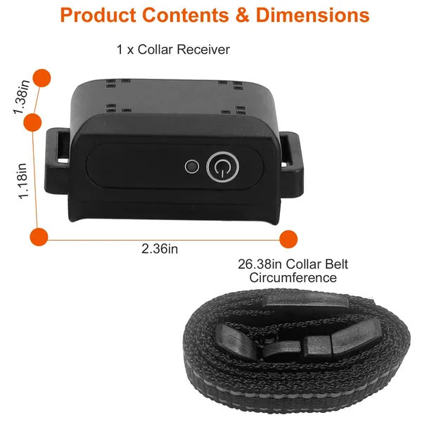 JMT-448138 IP67 Waterproof Dog Training Collar Receiver with Shock, Vibration & Beep Modes - Remote Range up to 3280ft