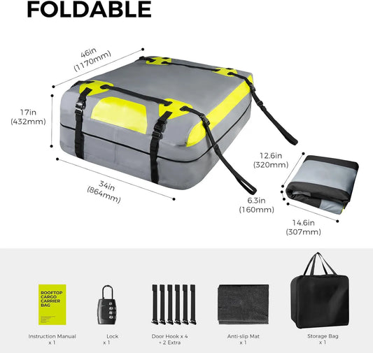 JMT-448266 Heavy Duty Waterproof Rooftop Cargo Carrier Bag for All Vehicle Types, Ideal for Roof Storage Solutions