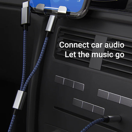 JMT-448458 3 in 1 Type C & 3.5mm Male to Male Aux Audio Splitter Cable for Car Audio Systems