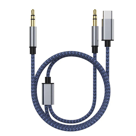 JMT-448458 3 in 1 Type C & 3.5mm Male to Male Aux Audio Splitter Cable for Car Audio Systems